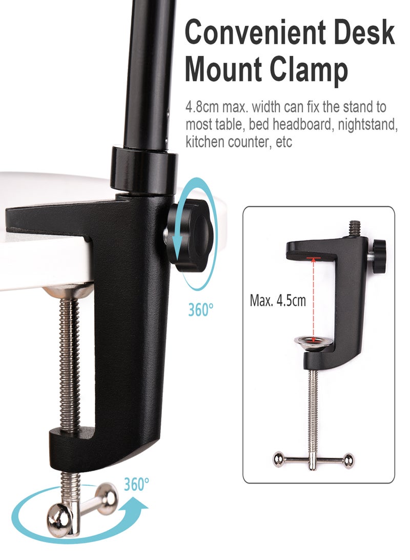 ANDOER ST-01 Flexible Foldable Desk Mount Stand Metal Bracket with 1/4 Inch Screw Ballhead Adapter 3kg Load Capacity for Fill Light LED Ring Light Webcam Camera Smartphone - Image 3